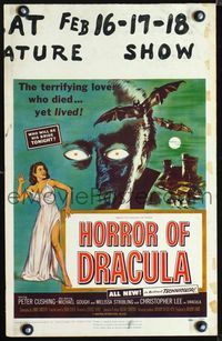 2a108 HORROR OF DRACULA WC '58 Hammer vampires, cool monster & sexy girl artwork by Joseph Smith!