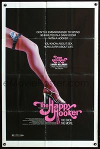 2c409 HAPPY HOOKER one-sheet '75 Lynn Redgrave's sexy leg with a hundred dollar bill in garter!