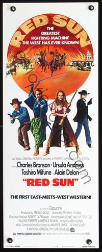 2h408 RED SUN insert movie poster '72 Charles Bronson, Toshiro Mifune, Ursula Andress, Alain Delon