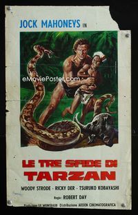 2h716 TARZAN'S THREE CHALLENGES Italian locandina R70s Jock Mahoney, Ferrari/Studio Paradiso art!