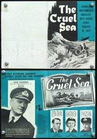 2k301 CRUEL SEA Australian movie herald '53 Jack Hawkins, Donald Sinden, WWII, Navy!