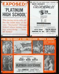 2k214 PLATINUM HIGH SCHOOL movie herald '60 Terry Moore, Mickey Rooney