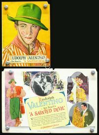 2k228 SAINTED DEVIL movie herald '24 great full color image of Rudolph Valentino, Rex Beach