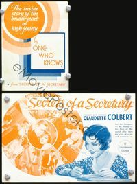 2k232 SECRETS OF A SECRETARY movie herald '31 Claudette Colbert, Herbert Marshall, Georges Metaxa