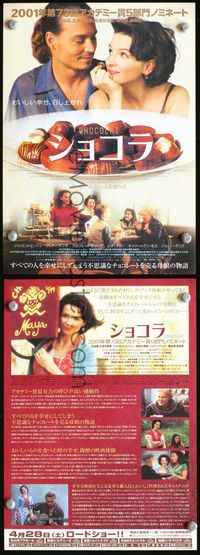 2k391 CHOCOLAT Japanese 7.25x10.25 movie poster '00 Johnny Depp, Juliette Binoche