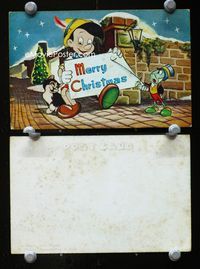 2k476 PINOCCHIO Japanese movie postcard '40 Walt Disney, great art of Pinocchio and Jiminy Cricket!