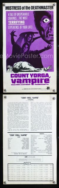 2k811 COUNT YORGA VAMPIRE movie pressbook front cover '70 AIP deathmaster, Robert Quarry