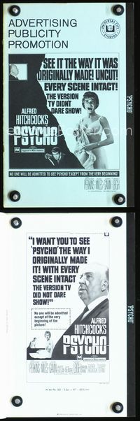 2k942 PSYCHO movie pressbook R69 Janet Leigh, Anthony Perkins, Alfred Hitchcock