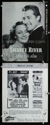 2k972 SWANEE RIVER TV movie pressbook '50s Don Ameche, blackface Al Jolson