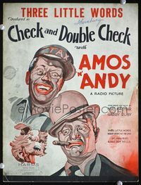 2k574 CHECK & DOUBLE CHECK movie sheet music '30 great artwork of wacky Amos & Andy with dog!