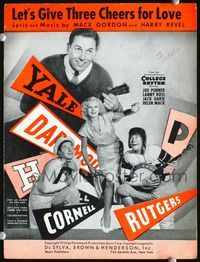 2k580 COLLEGE RHYTHM movie sheet music '34 Joe Penner, Helen Mack and Jack Oakie singing & dancing!