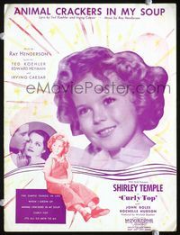 2k585 CURLY TOP movie sheet music '35 giant headshot of Shirley Temple, and full-length too!