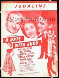 2k586 DATE WITH JUDY sheet music '48 Wallace Beery, full-length young Elizabeth Taylor, Jane Powell