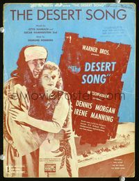 2k587 DESERT SONG movie sheet music '44 close up of Dennis Morgan & sexy Irene Manning!