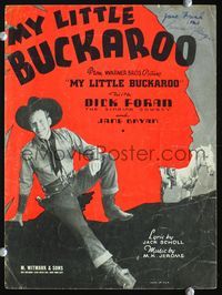 2k680 CHEROKEE STRIP sheet music '37 Dick Foran, Jane Bryan, My Little Buckaroo!