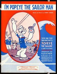 2k700 POPEYE THE SAILOR movie sheet music 1964 great cartoon image of Popeye holding spinach!