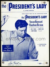 2k703 PRESIDENT'S LADY movie sheet music '53 great image of Jackie Gleason conducting!