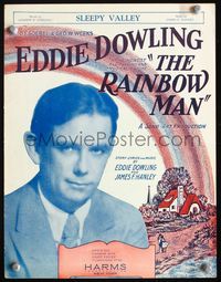 2k705 RAINBOW MAN movie sheet music '29 super close image of Eddie Dowling, plus cool artwork!