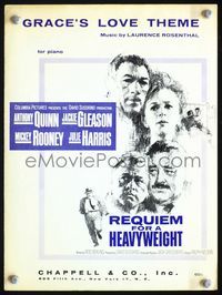 2k710 REQUIEM FOR A HEAVYWEIGHT sheet music '62 Tony Quinn, Jackie Gleason, Mickey Rooney, boxing!