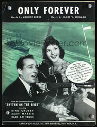 2k711 RHYTHM ON THE RIVER sheet music '40 great image of singer Bing Crosby & Mary Martin w/guitar!