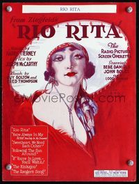 2k712 RIO RITA movie sheet music '29 best artwork of sexy Bebe Daniels in cool hat!