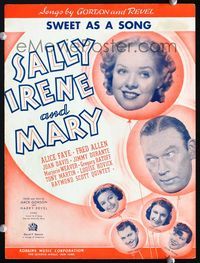 2k717 SALLY, IRENE & MARY movie sheet music '38 pretty Alice Faye, Fred Allen, Tony Martin