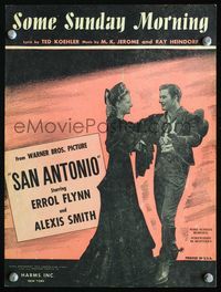 2k719 SAN ANTONIO sheet music '45 great full-length image of Errol Flynn dancing with Alexis Smith!