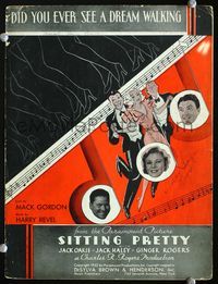 2k733 SITTING PRETTY sheet music '33 wonderful deco art of Ginger Rogers, Jack Oakie & Jack Haley!