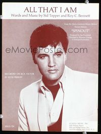 2k738 SPINOUT movie sheet music '66 great different close up brooding image of Elvis Presley!