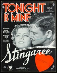 2k741 STINGAREE movie sheet music '34 great close up of sexy Irene Dunne & Richard Dix!