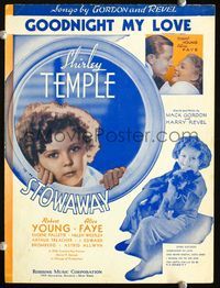 2k742 STOWAWAY movie sheet music '36 wonderful close up of Shirley Temple with cute dog!