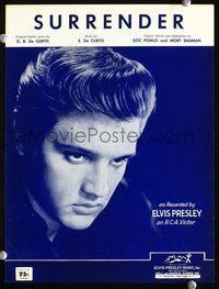 2k744 SURRENDER movie sheet music '61 great close up brooding image of Elvis Presley!