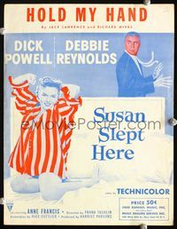 2k745 SUSAN SLEPT HERE movie sheet music '54 great artwork of sexy Debbie Reynolds & Dick Powell!