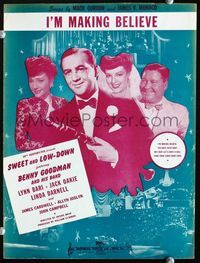 2k747 SWEET & LOW-DOWN sheet music '44 Benny Goodman playing clarinet, sexy Linda Darnell & Bari