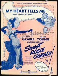 2k749 SWEET ROSIE O'GRADY movie sheet music '43 sexy full-length Betty Grable, Robert Young, Menjou