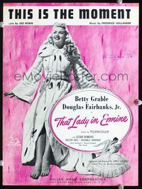 2k754 THAT LADY IN ERMINE movie sheet music '48 sexy full-length Betty Grable, Douglas Fairbanks Jr.