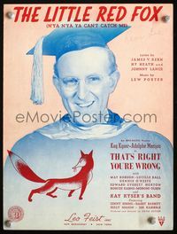 2k755 THAT'S RIGHT YOU'RE WRONG movie sheet music '39 great close image of smiling Kay Kyser!