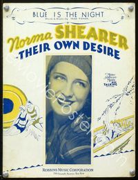 2k756 THEIR OWN DESIRE movie sheet music '29 close up image of Norma Shearer, plus artwork too!