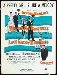 2k758 THERE'S NO BUSINESS LIKE SHOW BUSINESS movie sheet music '54 Ethel Merman, sexy Marilyn Monroe