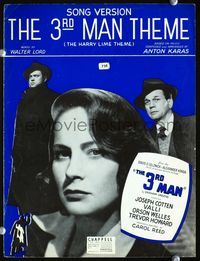 2k760 THIRD MAN movie sheet music '49 Orson Welles, Alida Valli, Joseph Cotten