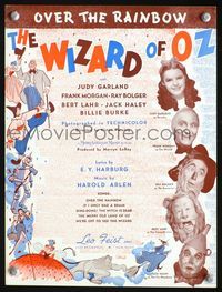 2k779 WIZARD OF OZ movie sheet music '39 artwork & photos of top stars, Over the Rainbow!