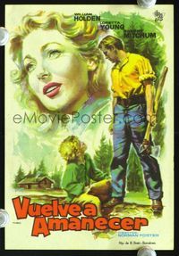 2k336 RACHEL & THE STRANGER Spanish herald '48 Loretta Young, William Holden, Macario Mac Gomez art!