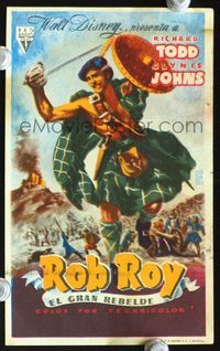 2k339 ROB ROY Spanish movie herald '54 Disney, The Highland Rogue, ALC art!