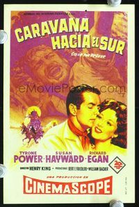 2k344 UNTAMED Spanish movie herald '55 Tyrone Power & Susan Hayward, Soligo art!