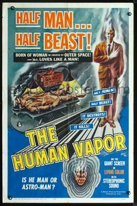 2n646 HUMAN VAPOR one-sheet '62 Toho sci-fi, Ishiro Honda, cool wacky art, is he man or astro-man?