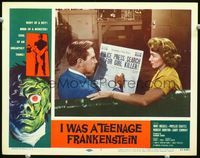 2n145 I WAS A TEENAGE FRANKENSTEIN LC #1 '57 Whit Bissell shows Phyllis Coates shocking headline!