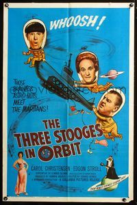 2n901 THREE STOOGES IN ORBIT one-sheet '62 astro-nuts Moe, Larry & Curly-Joe meet the sexy Martians!