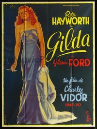 2u409 GILDA French one-panel R72 classic art of full-length sexy smoking Rita Hayworth by Grinsson!