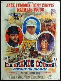 2u423 GREAT RACE style A French 1panel '65 art of Tony Curtis, Jack Lemmon & Natalie Wood by Mascii!