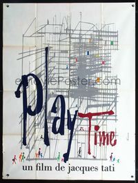 2u526 PLAYTIME French one-panel movie poster '67 Jacques Tati, great artwork by Baudin & Ferracci!